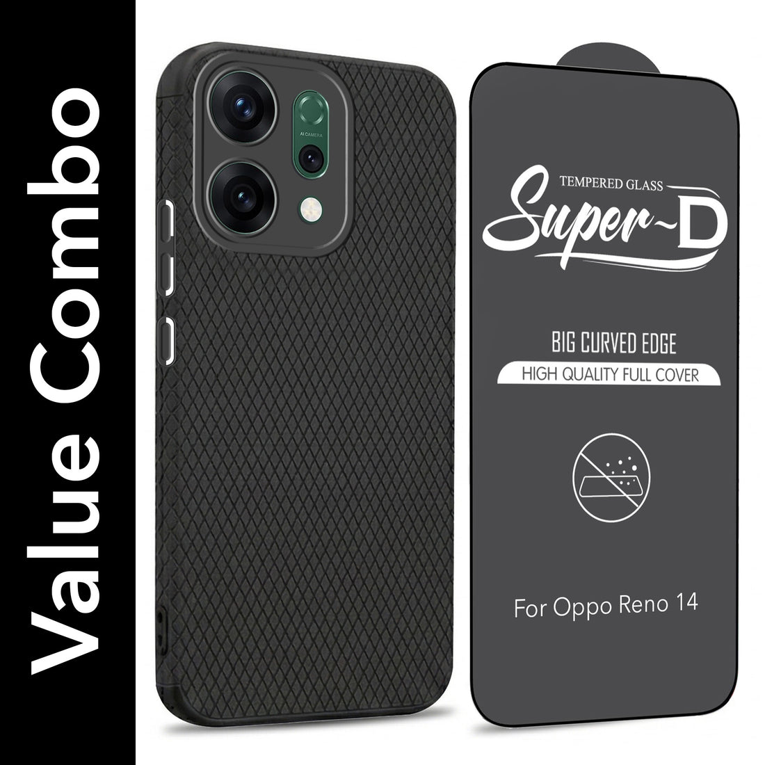For Oppo Reno14 5G | Oppo Reno 14 5G Combo with Back Cover and 9H Tempered Glass (Liquid Silicone | Camera Protection | Oleophobic Coating Screen Glass)