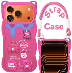 For Apple iPhone 17 Pro Max Back Case Cover Strap (3D Embossed Figures | Strap Holder | 360* Soft Cushion with Camera Bump)
