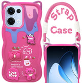 For Oppo Reno13 5G | Oppo Reno 13 5G Back Case Cover Strap (3D embossed Figures | Strap Holder | 360* Soft Cushion with Camera Bump)