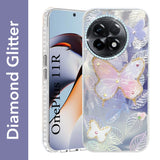 For OnePlus 11R Back Cover Case  (Luxury Floral Glitter Cute Butterfly | Diamond Studded Camera Bump | Girls & Women Design)