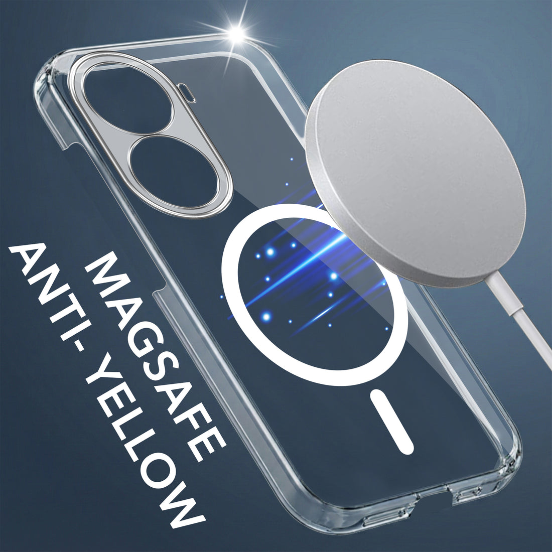 For Oppo Reno11 5G Back Cover Case Lifetime Anti-Yellow MagSafe Compatible Clear (Sleek Hard Crystal | Shockproof and Camera Protection)