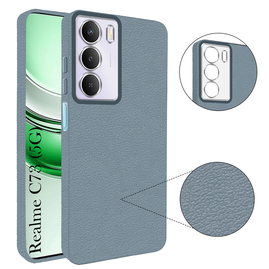 For Realme C73 Back Cover Case (Glass Like Camera Protection | Leather Feel | Minimalist Professional Grip)