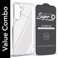 For Samsung Galaxy A37 5G Combo with Back Cover and 9H Tempered Glass (Lifetime Anti-Yellow | Sleek Hard Crystal | Oleophobic Coating Screen Glass)