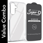 For Samsung Galaxy A37 5G Combo with Back Cover and 9H Tempered Glass (Lifetime Anti-Yellow | Sleek Hard Crystal | Oleophobic Coating Screen Glass)