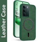For Realme P3 lite Back Cover Case Leather Finish (MagSafe Compatible Wireless Charging | Soft Touch | Camera Bump Protection)