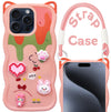 For Apple iPhone 15 Pro Back Case Cover Strap(3D Embossed Figures | Strap Holder | 360* Soft Cushion with Camera Bump)