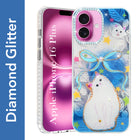 For Apple iPhone 16 Plus Back Cover Case (Luxury Floral Glitter Cute Butterfly | Diamond Studded Camera Bump | Girls & Women Design)