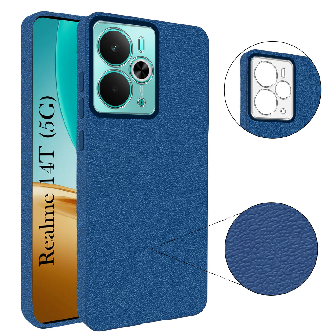 For Realme 14T Back Cover Case (Glass Like Camera Protection | Leather Feel | Minimalist Professional Grip)