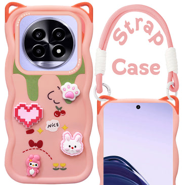 For Realme 13 Pro | Realme 13 Pro Plus 5G Back Case Cover Strap(3D embossed Figures | Strap Holder | 360* Soft Cushion with Camera Bump)
