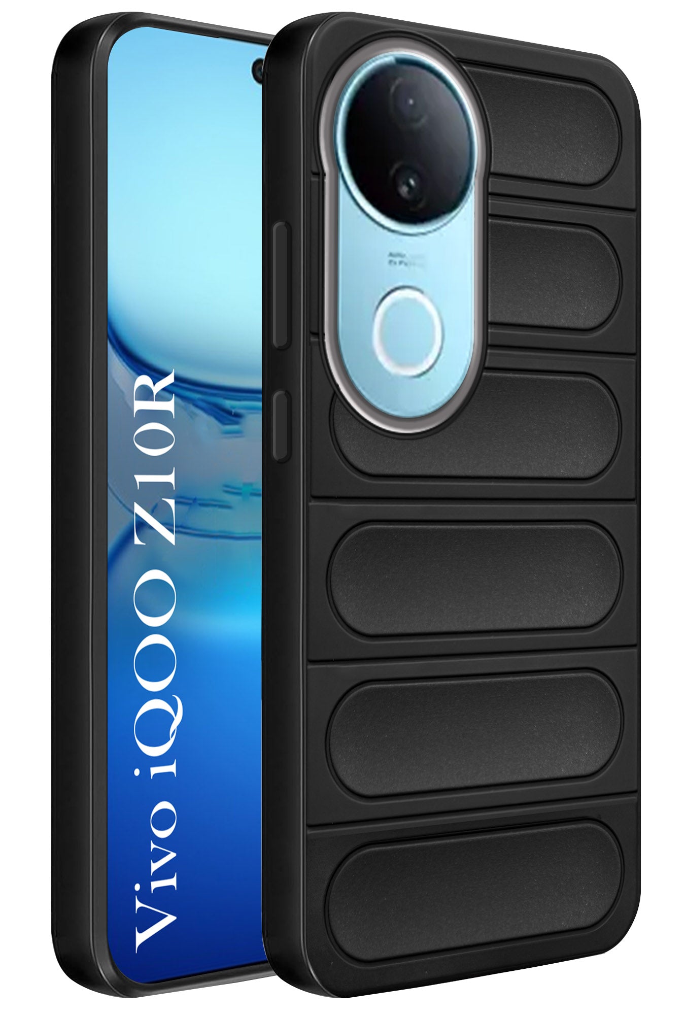 For Vivo iQOO Z10R Back Cover Case (Matte Liquid Silicone | Professional Design | Camera Protection | Wave Black)