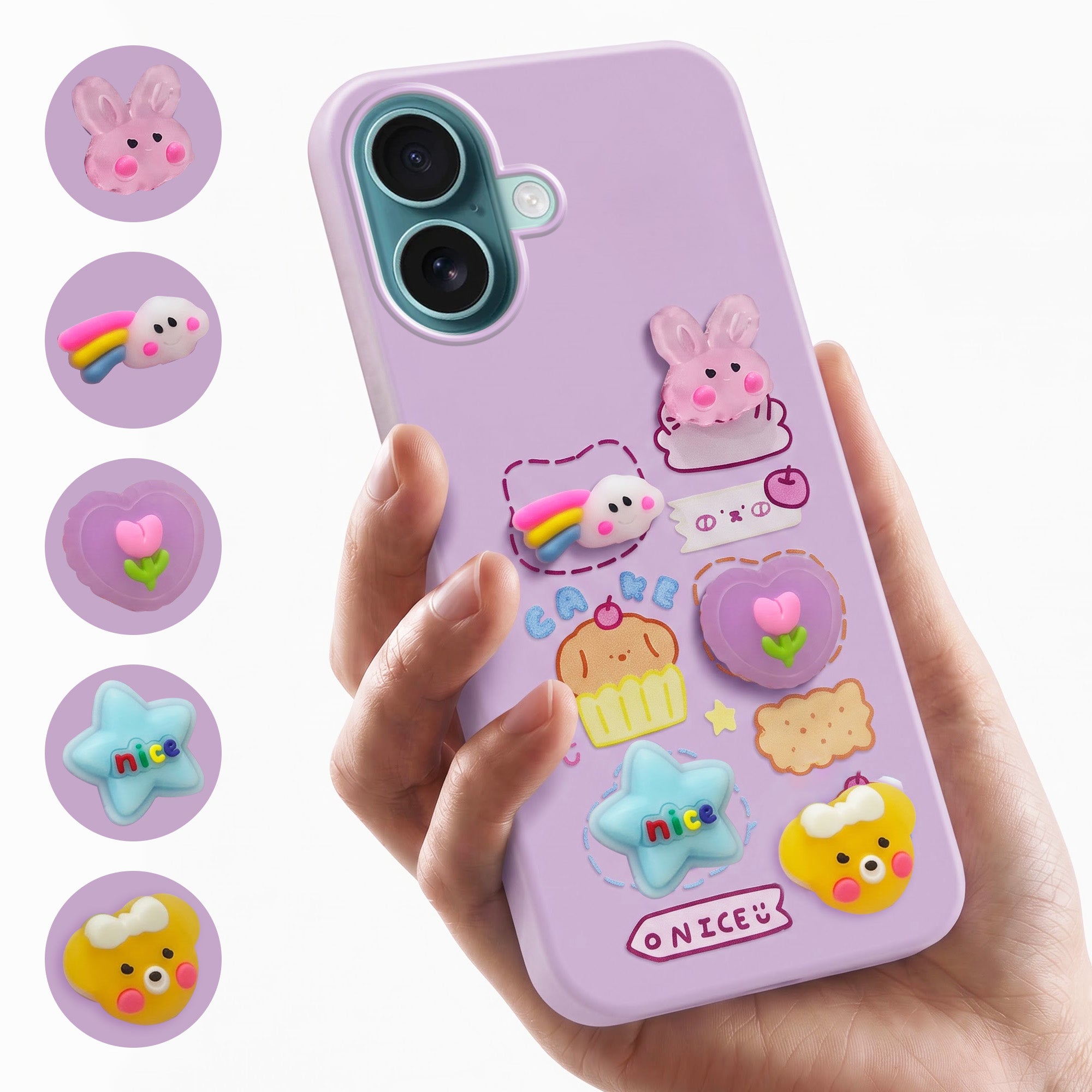 For Apple iPhone 16 Back Cover Case (3D Cute Cartoons | Hard Back Side Soft | Matte Premium Finish | HD Printing)