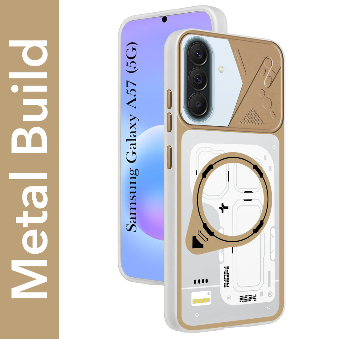 For Samsung Galaxy A57 5G Metallic Back Cover Case (Metallic Camera Protection & Buttons | Translucent Milky Shade | Hard Polycarbonate)