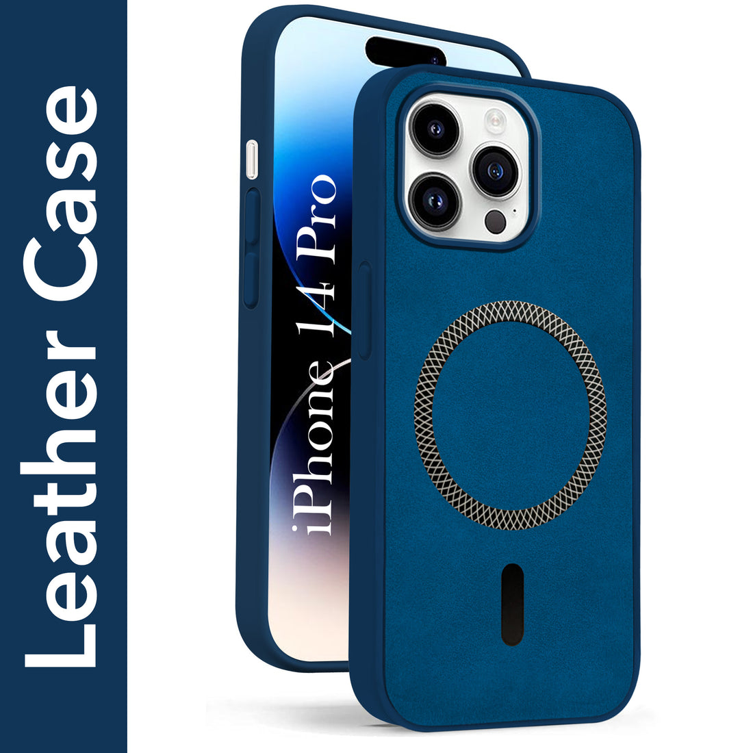 For Apple iPhone 14 Pro Back Cover Case Leather Finish (MagSafe Compatible Wireless Charging | Soft Touch | Camera Bump Protection)
