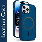 For Apple iPhone 14 Pro Back Cover Case Leather Finish (MagSafe Compatible Wireless Charging | Soft Touch | Camera Bump Protection)