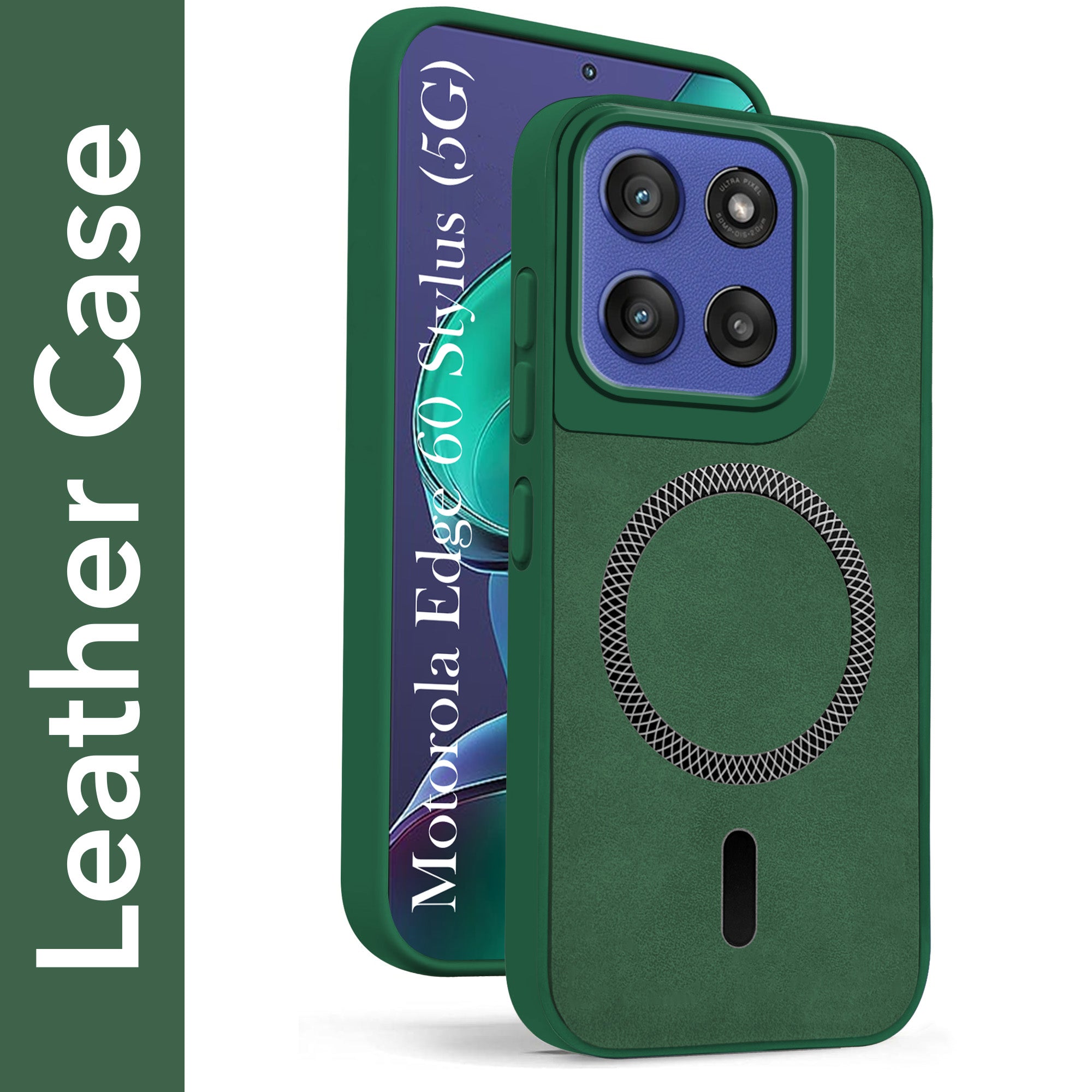 For Motorola Moto Edge 60 Stylus Back Cover Case Leather Finish (MagSafe Compatible Wireless Charging | Soft Touch | Camera Bump Protection)