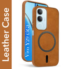 For Vivo Y29 Back Cover Case Leather Finish (MagSafe Compatible Wireless Charging | Soft Touch | Camera Bump Protection)