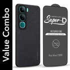 For Vivo Y300 Combo (Textured Grip Design | Micro-Fiber Cloth Inside | Oleophobic Coating Screen Glass)