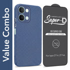 For iQOO Z11x | iQOO Z11xa Combo with Back Cover and 9H Tempered Glass (Liquid Silicone | Camera Protection | Oleophobic Coating Screen Glass)