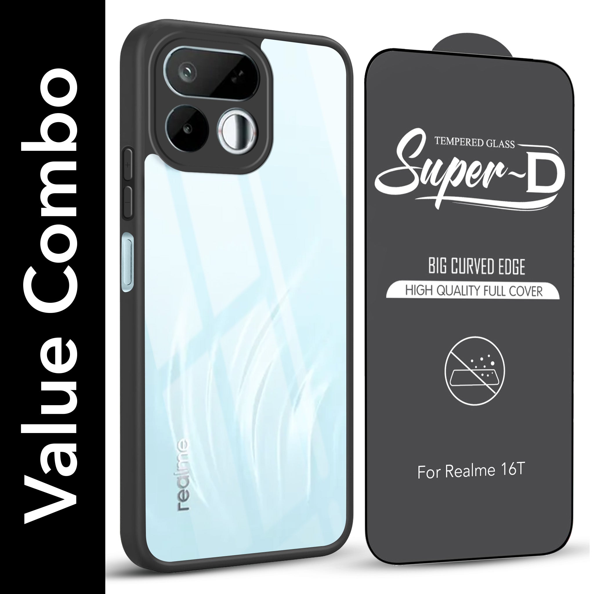 For Realme 16T 5G (Combo with Back Cover and 9H Tempered Glass (Lifetime Anti-Yellow | Crystal Clear Shockproof | Oleophobic Coating Screen Glass)