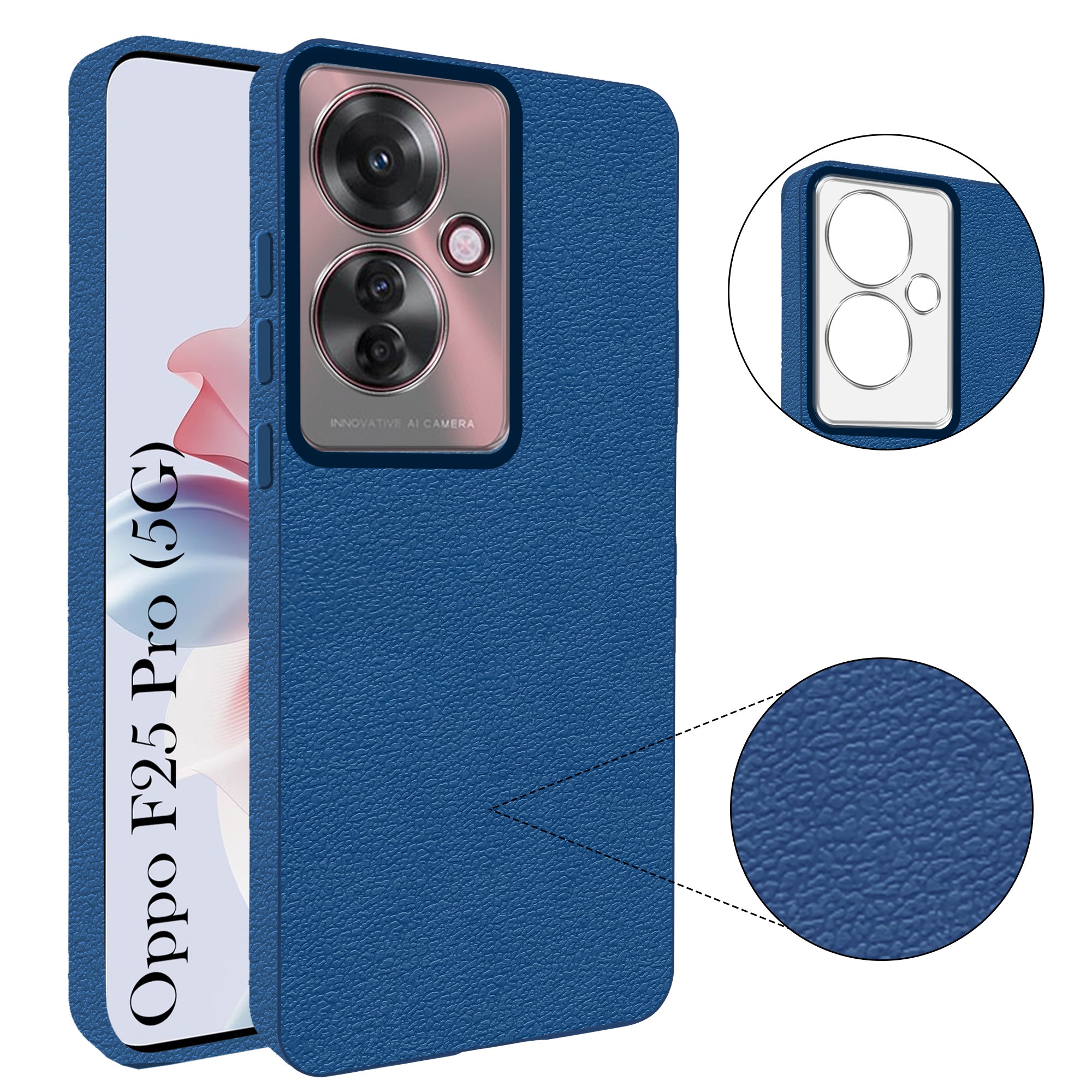 For Oppo F25 Pro 5G Back Cover Case (Glass Like Camera Protection | Leather Feel | Minimalist Professional Grip)