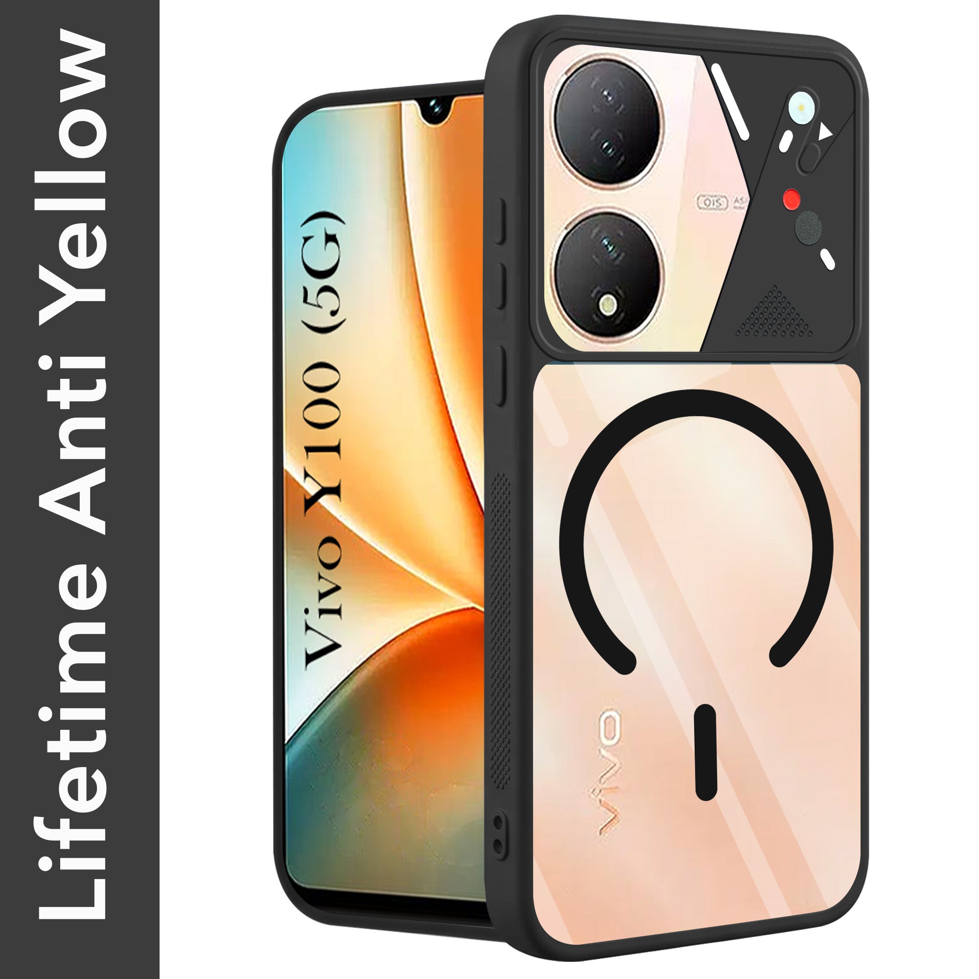 For Vivo Y100 Back Cover Case Lifetime Anti-Yellow Clear (Camera Protection | Side Grip | Wireless MagSafe Compatible)