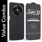 For Realme Narzo N65 5G Combo with Back Cover and 9H Tempered Glass (Textured Grip Design | Micro-Fiber Cloth Inside | Oleophobic Coating Screen Glass)