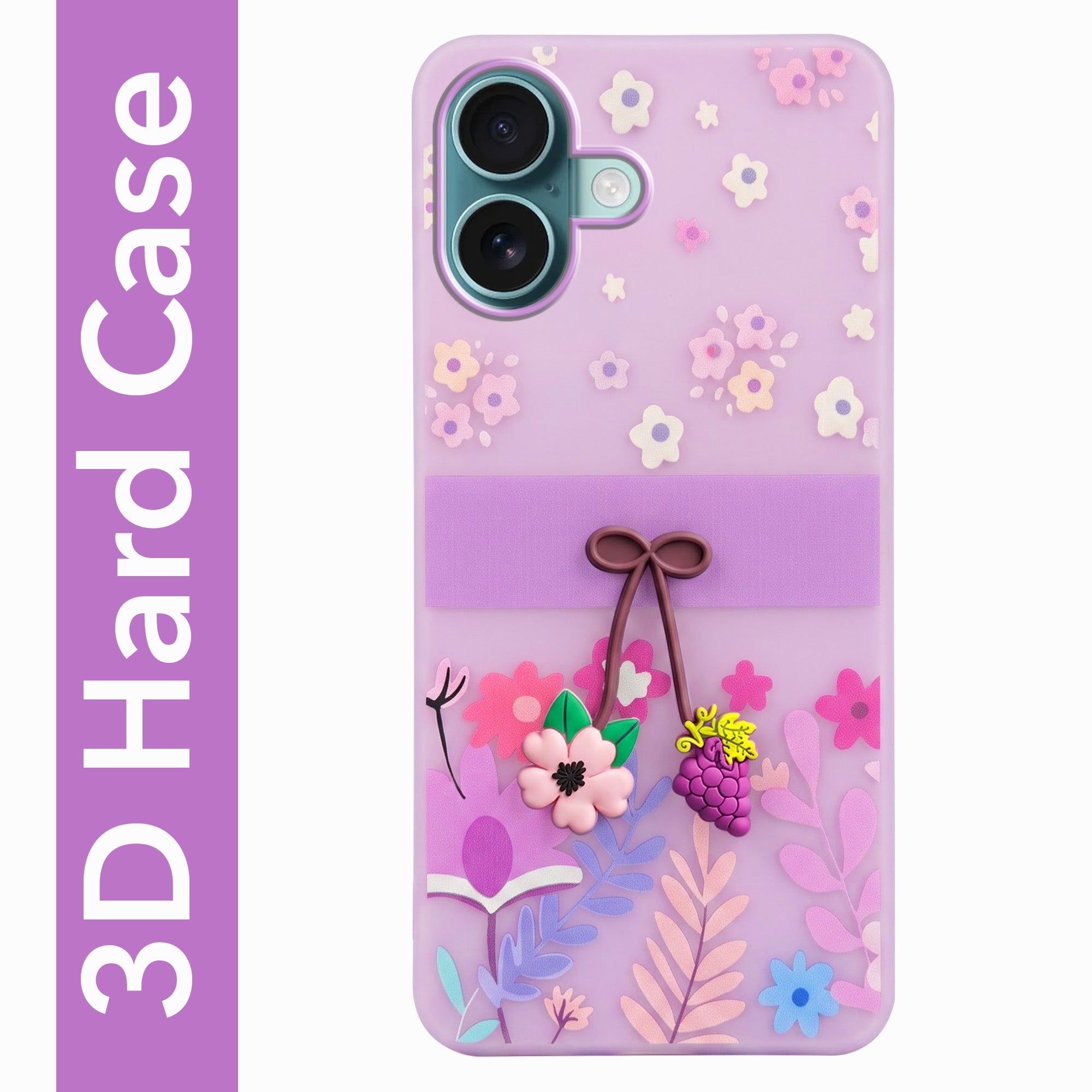 For Apple iPhone 16 Back Cover Case (3D Cute Cartoons | Hard Back Side Soft | Matte Premium Finish | HD Printing)