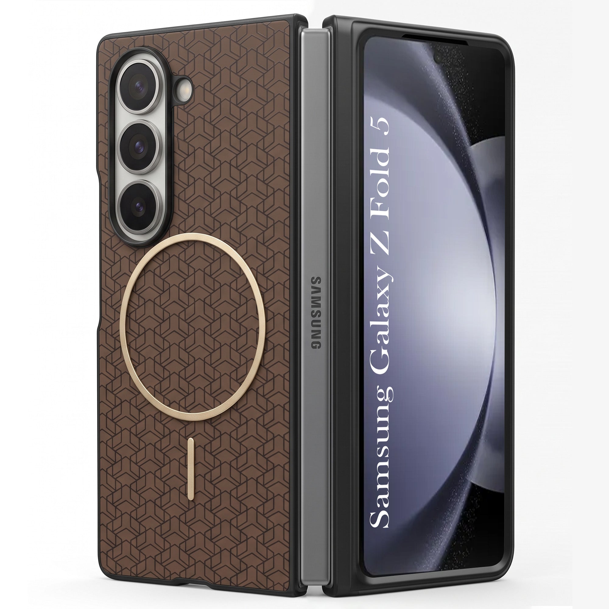 For Samsung Galaxy Z Fold 5 Back Cover Case Leather Finish (MagSafe Wireless Charging Compatible | Inside Microfiber Cloth)