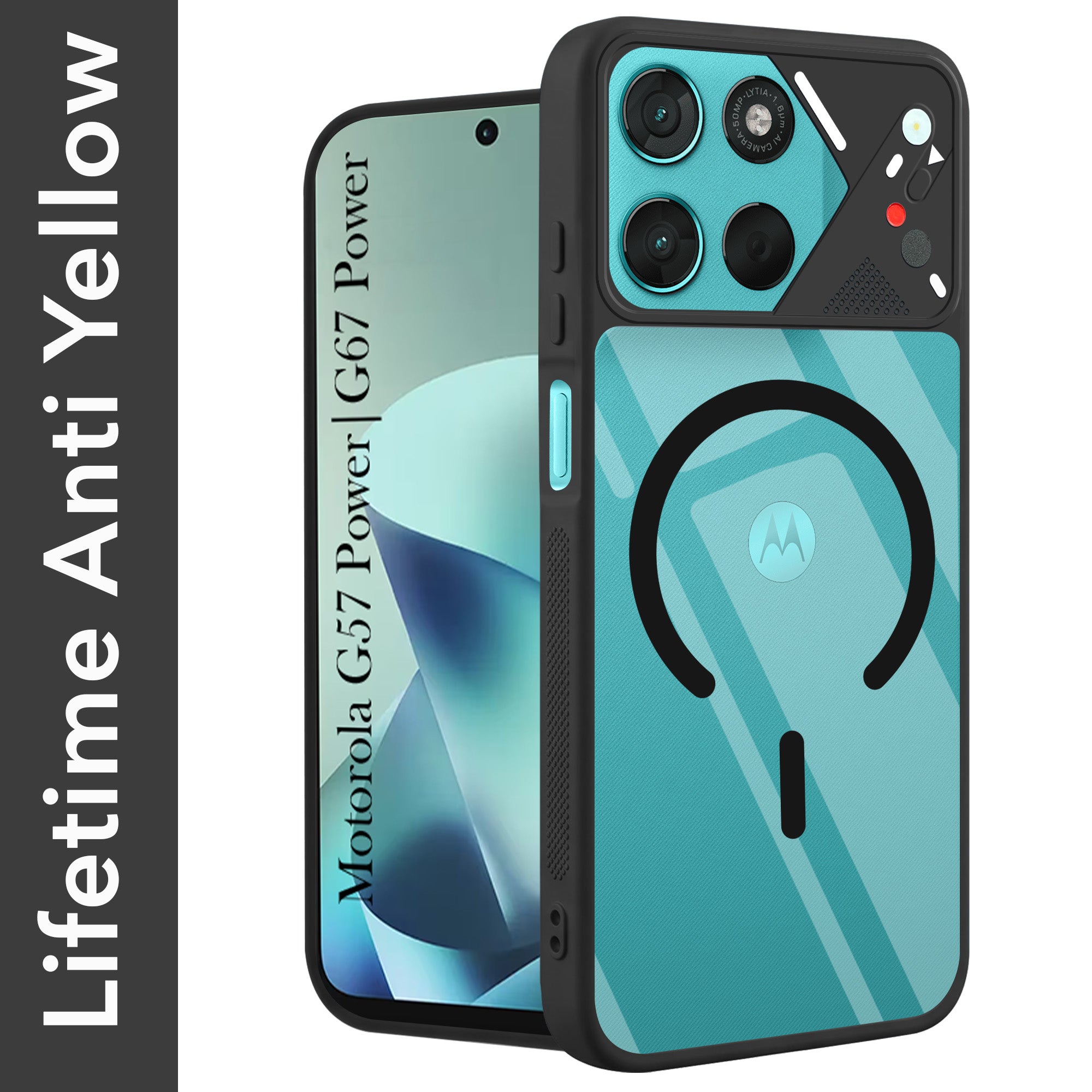 For Motorola Moto G67 Power | G57 Power Back Cover Case Lifetime Anti-Yellow Clear (Camera Protection | Side Grip | Wireless MagSafe Compatible)