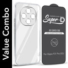For Oppo F31 Pro Combo with Back Cover and 9H Tempered Glass (Lifetime Anti-Yellow | Sleek Hard Crystal | Oleophobic Coating Screen Glass)