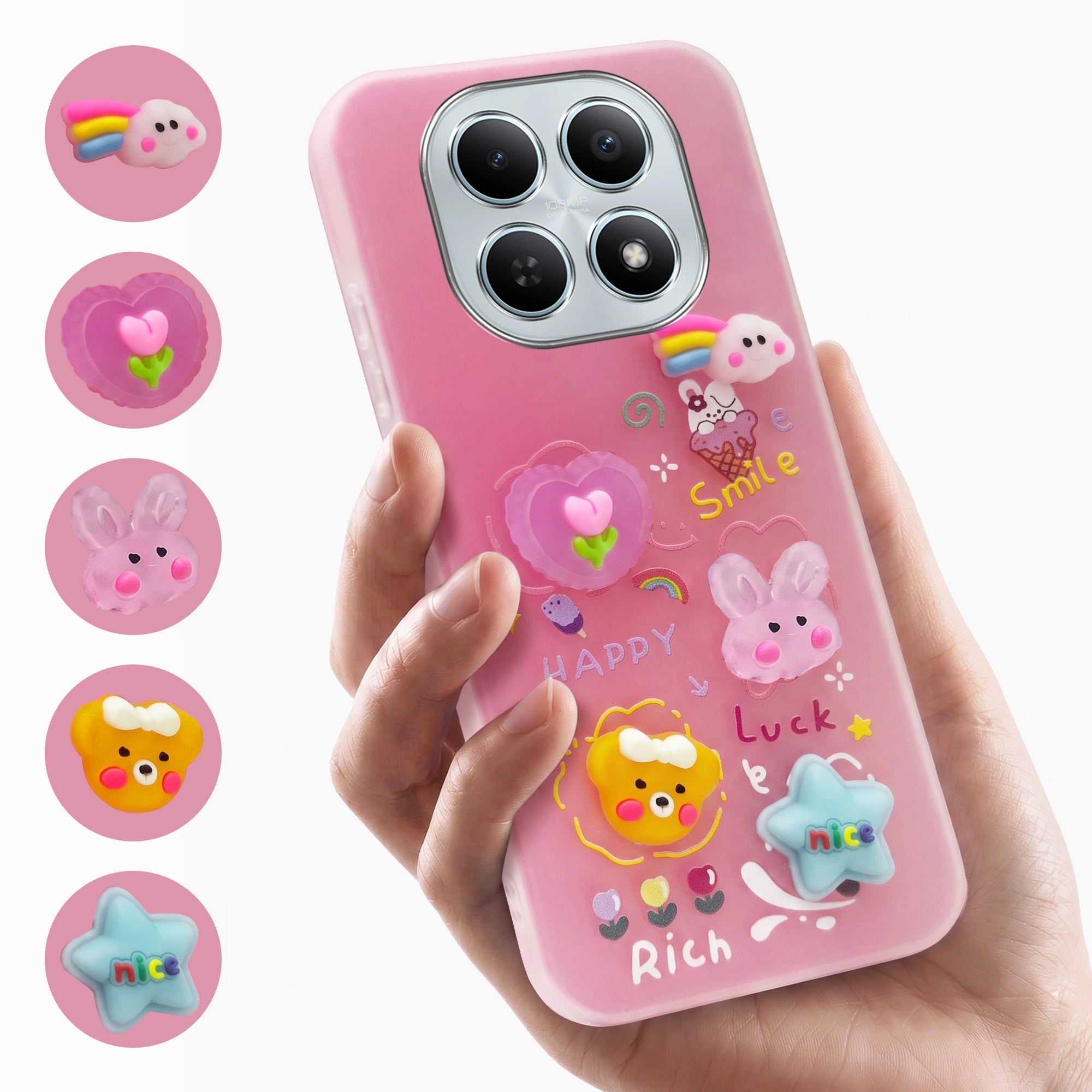 For Poco M8 5G Back Cover Case (Cute 3D cartoon charms design | Slim Aesthetic Case for Girls | Camera Protection | Hard Unbreakable)
