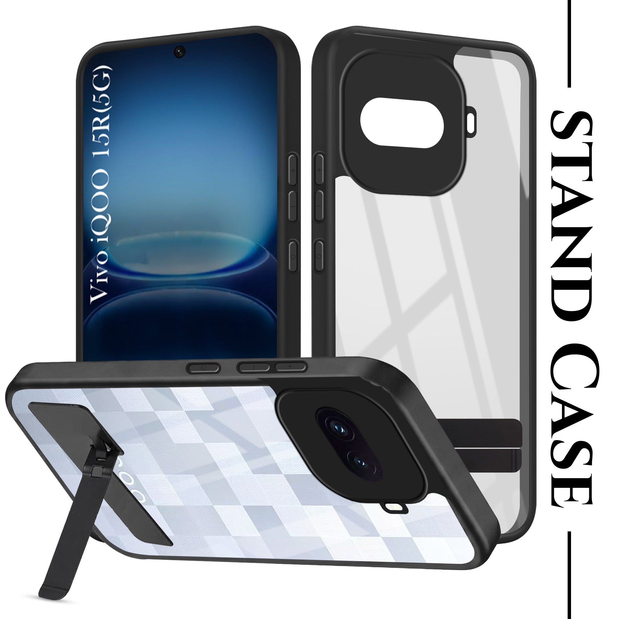 For Vivo iQOO 15R 5G Back Cover Case (Built-in Stand | Lifetime Anti Yellow | Kickstand Shockproof | Camera Protection | MagSafe Compatible)