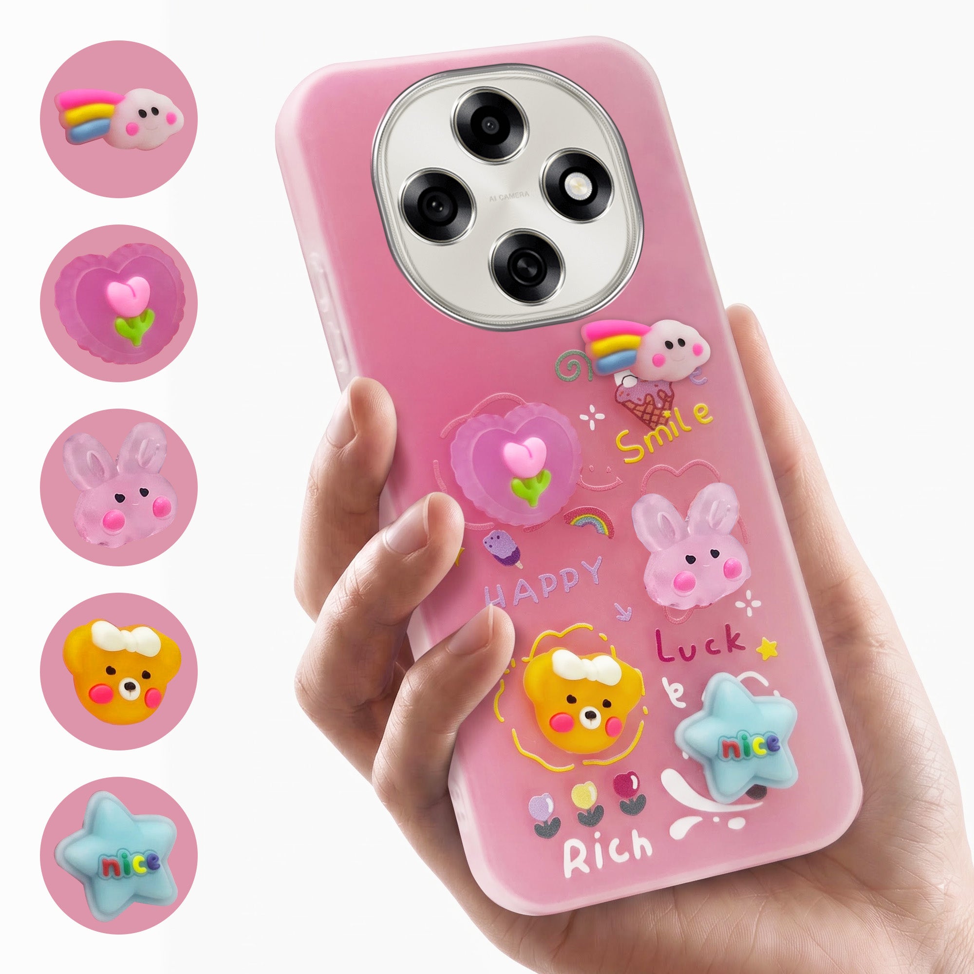 For Oppo F31 Pro Back Cover Case (3D Cute Cartoons | Hard Back Side Soft | Matte Premium Finish | HD Printing)