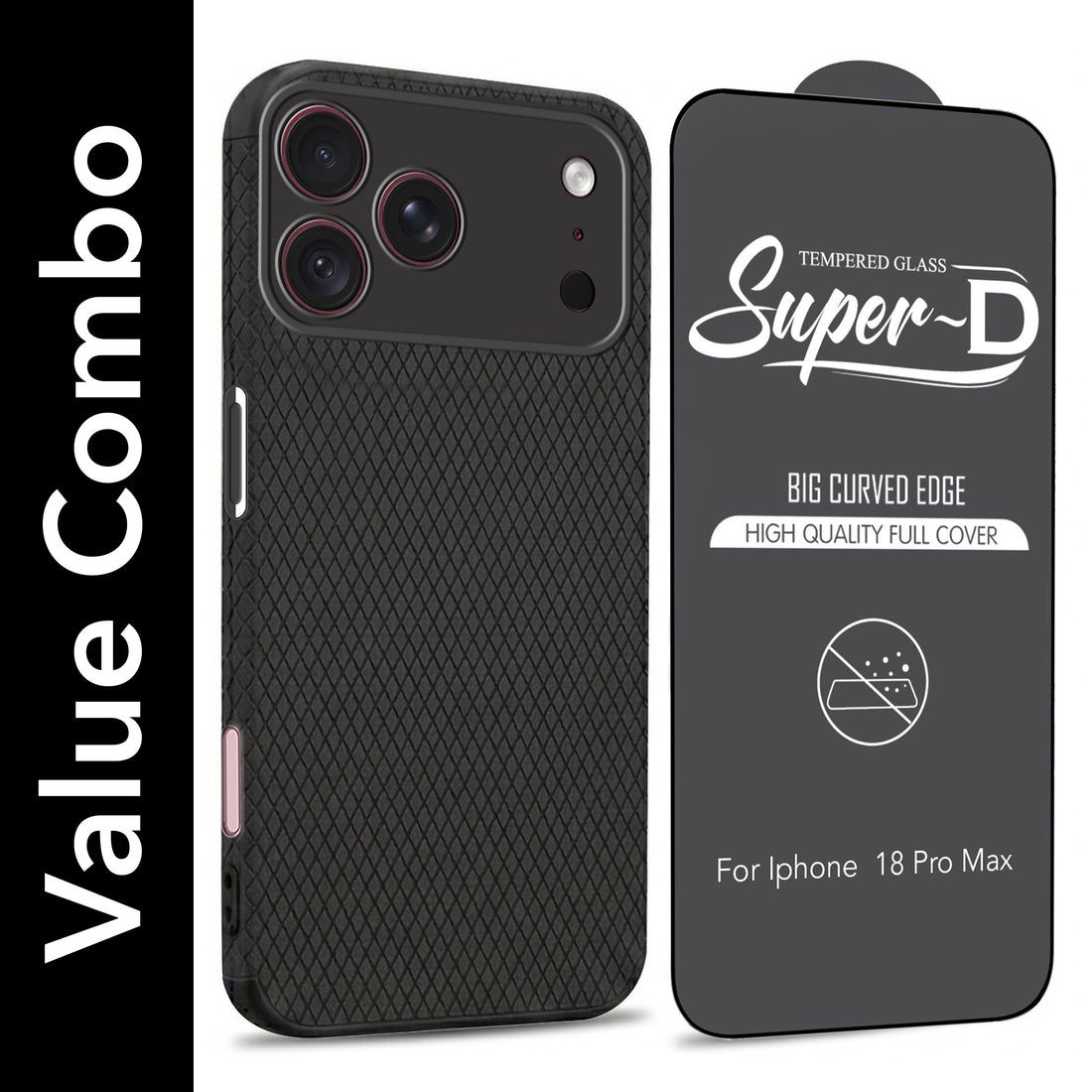 For Apple iPhone 18 Pro Max Combo with Back Cover and 9H Tempered Glass (Liquid Silicone | Camera Protection | Oleophobic Coating Screen Glass)