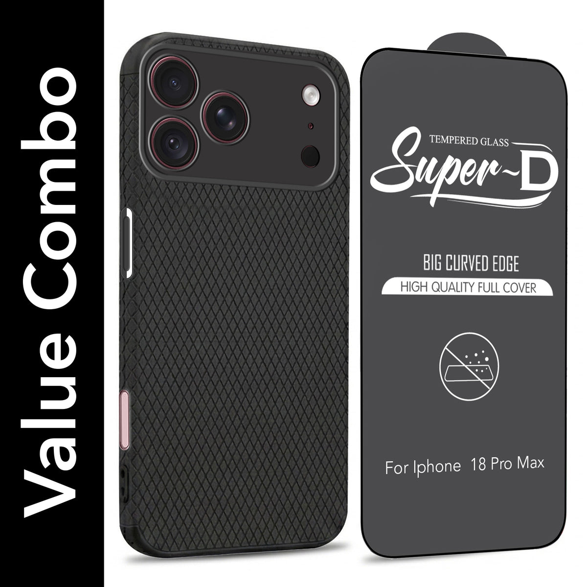 For Apple iPhone 18 Pro Max Combo with Back Cover and 9H Tempered Glass (Liquid Silicone | Camera Protection | Oleophobic Coating Screen Glass)