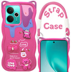 For Realme 14T Back Case Cover Strap(3D embossed Figures | Strap Holder | 360* Soft Cushion with Camera Bump)