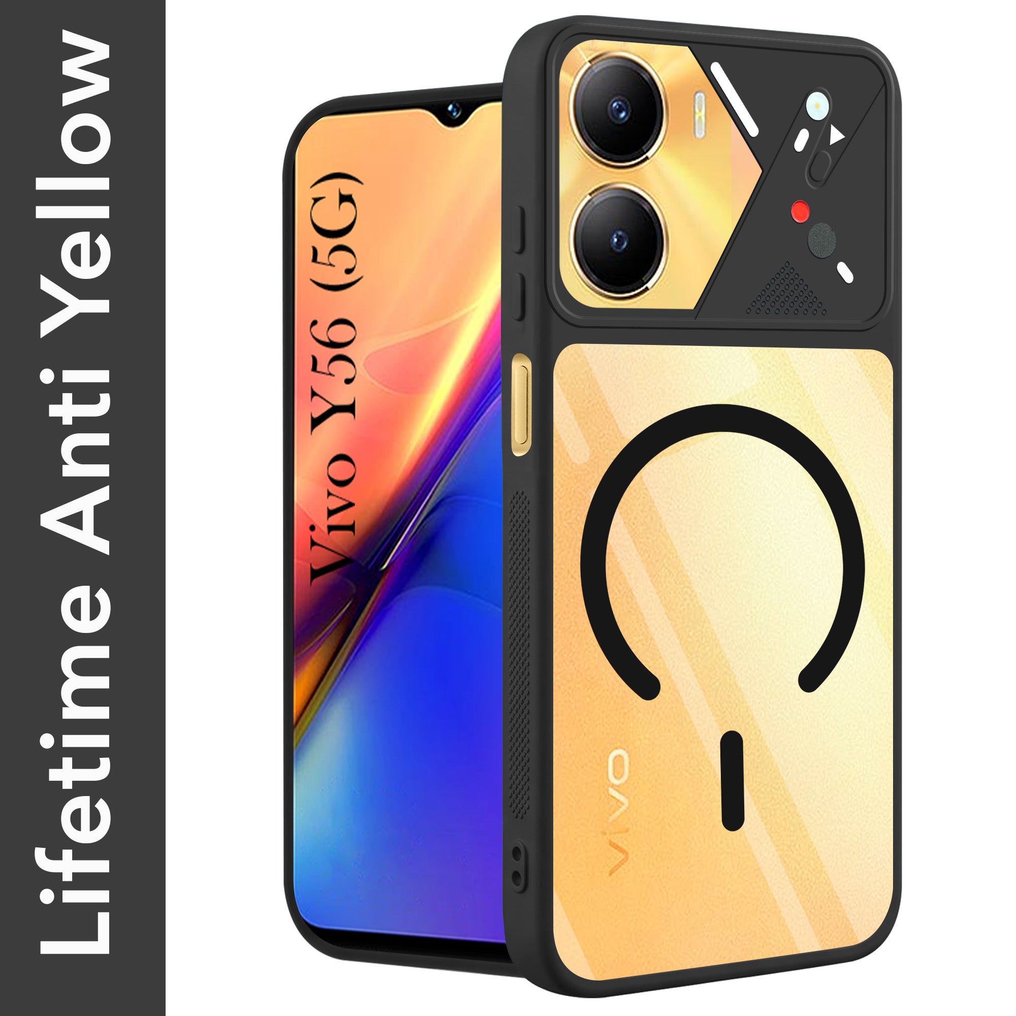 For Vivo Y56 5G Back Cover Case Lifetime Anti-Yellow Clear (Camera Protection | Side Grip | Wireless MagSafe Compatible)