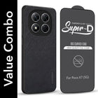 For Xiaomi Poco X7 Combo with Back Cover and 9H Tempered Glass (Textured Grip Design | Micro-Fiber Cloth Inside | Oleophobic Coating Screen Glass)