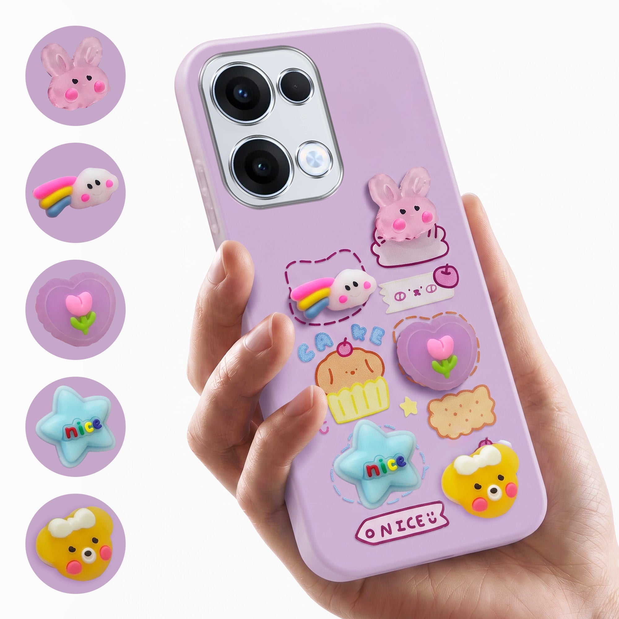 For Oppo Reno13 5G | Oppo Reno 13 5G Back Cover Case (3D Cute Cartoons | Hard Back Side Soft | Matte Premium Finish | HD Printing)