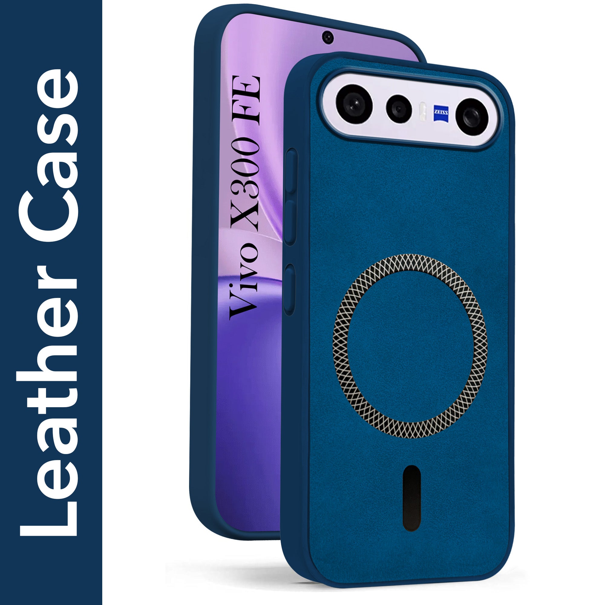 For Vivo X300 FE Back Cover Case Leather Finish (MagSafe Compatible Wireless Charging | Soft Touch | Camera Bump Protection)