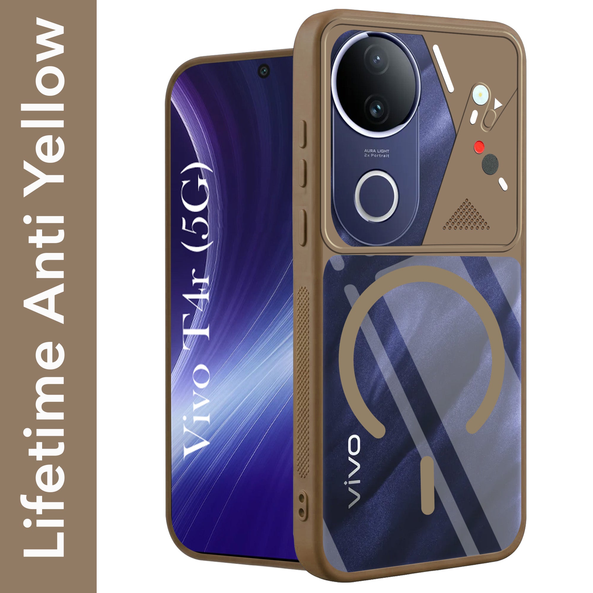 For Vivo T4R Back Cover Case Lifetime Anti-Yellow Clear (Camera Protection | Side Grip | Wireless MagSafe Compatible)