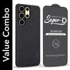 For Samsung Galaxy S24 Ultra Combo (Textured Grip Design | Micro-Fiber Cloth Inside | Oleophobic Coating Screen Glass)