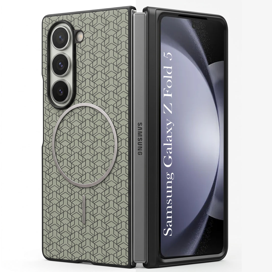 For Samsung Galaxy Z Fold 5 Back Cover Case Leather Finish (MagSafe Wireless Charging Compatible | Inside Microfiber Cloth)