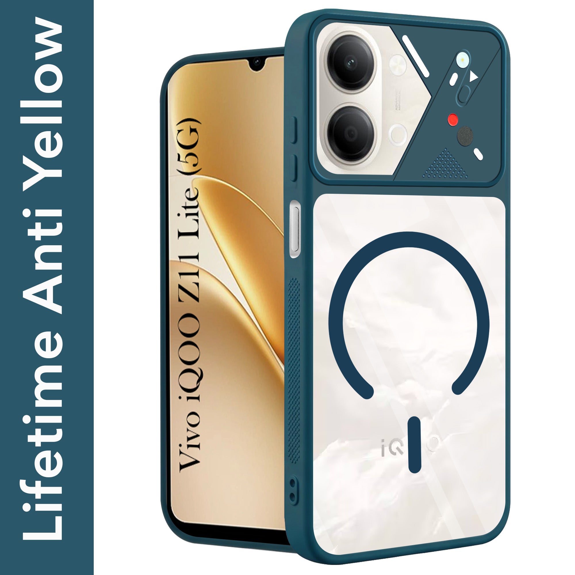 For Vivo iQOO Z11 Lite Back Cover Case Lifetime Anti-Yellow Clear (Camera Protection | Side Grip | Wireless MagSafe Compatible)