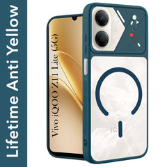 For Vivo iQOO Z11 Lite Back Cover Case Lifetime Anti-Yellow Clear (Camera Protection | Side Grip | Wireless MagSafe Compatible)