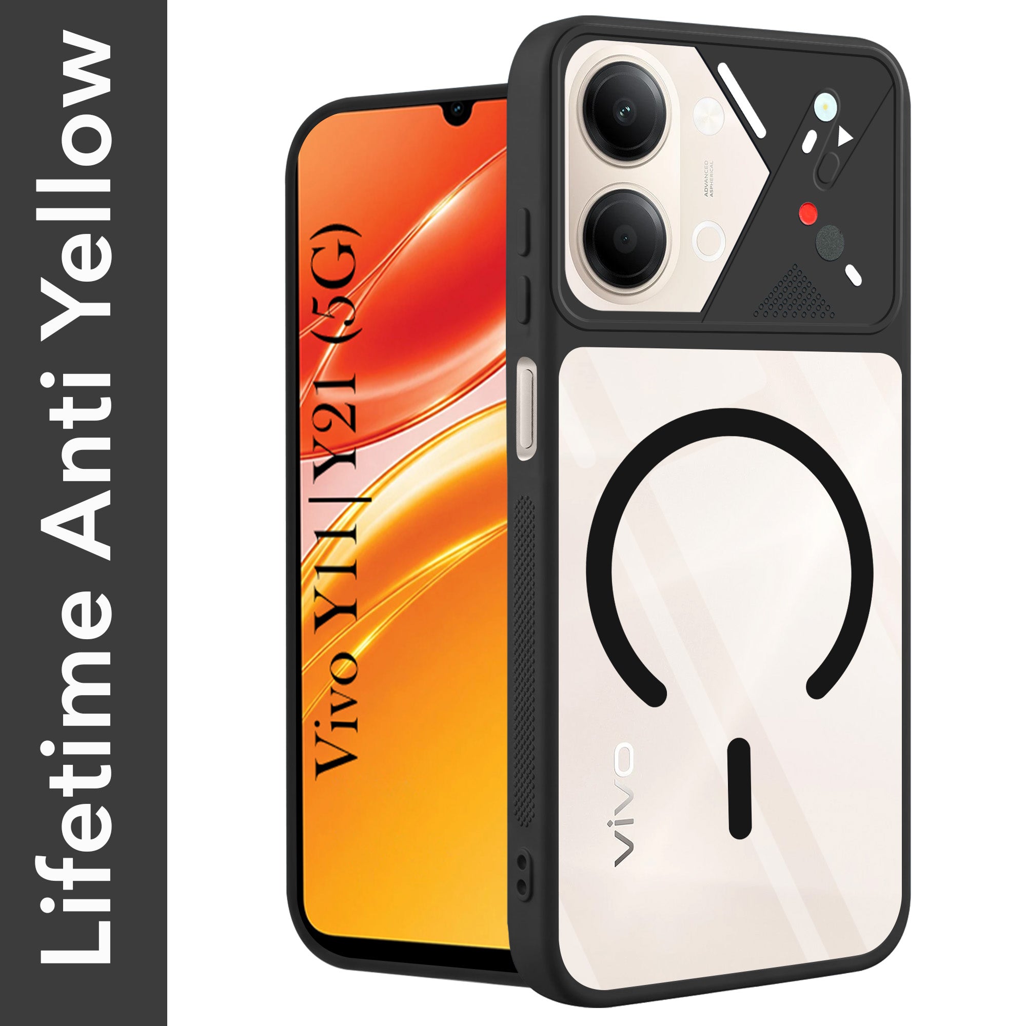 For Vivo Y11 | Vivo Y21 5G Back Cover Case Lifetime Anti-Yellow Clear (Camera Protection | Side Grip | Wireless MagSafe Compatible)