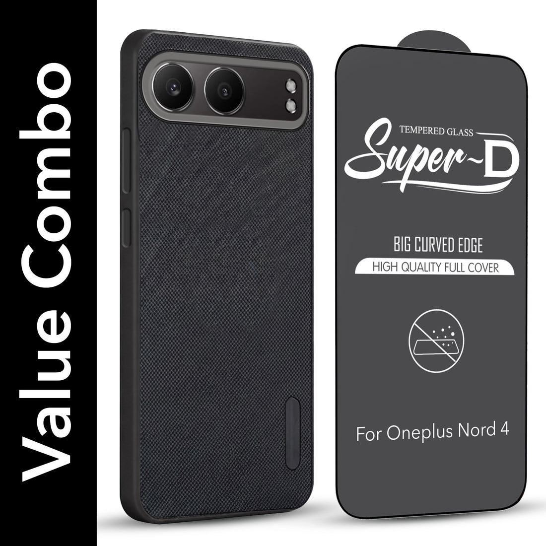 For Oneplus Nord 4 Combo (Textured Grip Design | Micro-Fiber Cloth Inside | Oleophobic Coating Screen Glass)