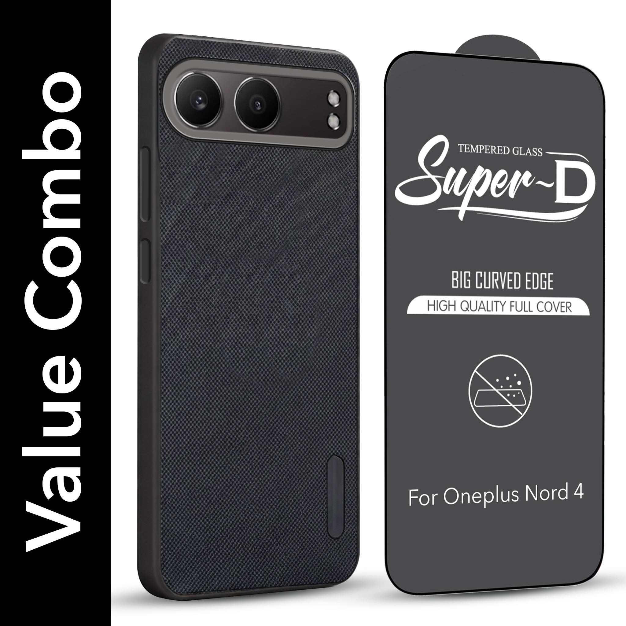 For Oneplus Nord 4 Combo (Textured Grip Design | Micro-Fiber Cloth Inside | Oleophobic Coating Screen Glass)