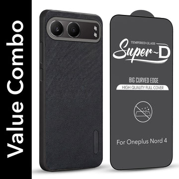 For Oneplus Nord 4 Combo (Textured Grip Design | Micro-Fiber Cloth Inside | Oleophobic Coating Screen Glass)