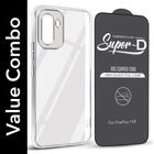 For OnePlus 15R Combo with Back Cover and 9H Tempered Glass (Lifetime Anti-Yellow | Sleek Hard Crystal | Oleophobic Coating Screen Glass)